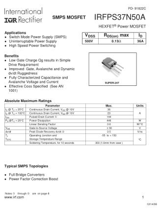 場(chǎng)效應(yīng)管irfps37n50a生產(chǎn)廠家