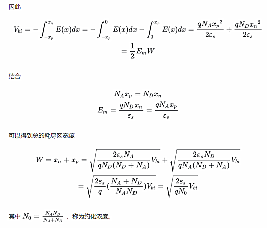 耗盡區寬度,公式,摻雜濃度