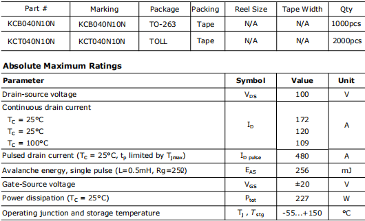 120a100v,040N10場(chǎng)效應(yīng)管
