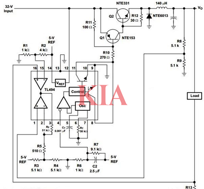 tl494逆變器電路圖,tl494開(kāi)關(guān)電源電路-KIA MOS管