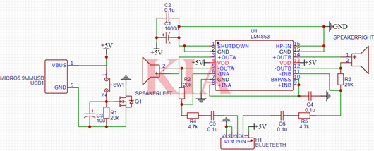 藍(lán)牙音箱電路詳解,藍(lán)牙音箱電路原理圖-KIA MOS管