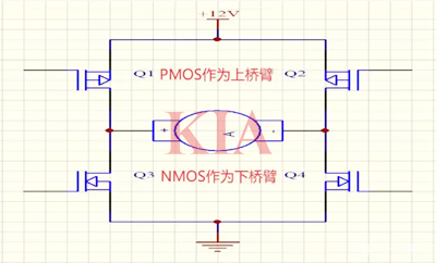 h橋驅(qū)動電路,電機(jī)正反轉(zhuǎn),電路圖詳解-KIA MOS管