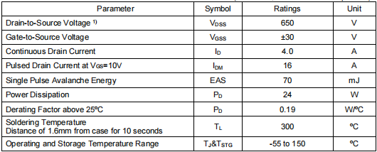 4n65場(chǎng)效應(yīng)管,650v4a