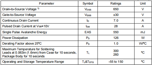 7n65場效應(yīng)管,650v7a