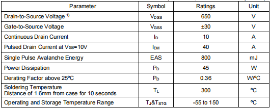 10n65場效應(yīng)管,650v10a