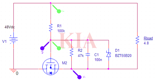 防反接保護(hù)電路,直流電源防反接電路-KIA MOS管