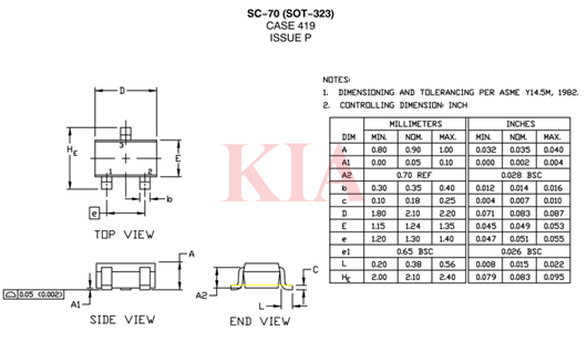 sot323封裝,sot323封裝尺寸圖-KIA MOS管
