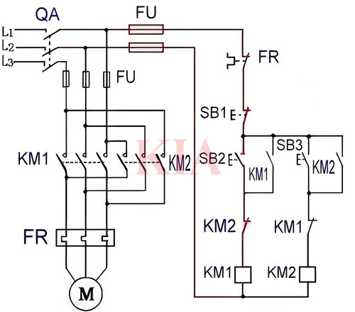 電動機正反轉(zhuǎn),互鎖正反轉(zhuǎn)控制電路圖-KIA MOS管