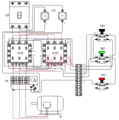 雙重互鎖正反轉(zhuǎn),接線圖