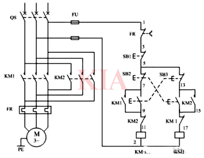 雙重互鎖正反轉(zhuǎn)控制電路接線圖分享-KIA MOS管